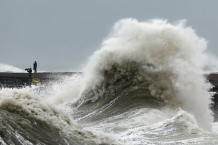 Storm Austen hits Newhaven in East Sussex.Photograph: Toby Melville/Reuters
