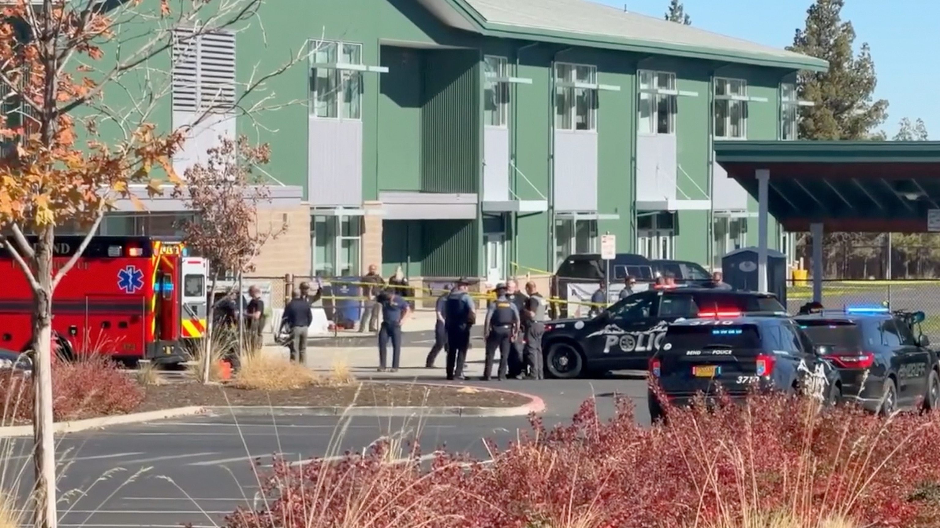 Law enforcement at the scene of a reported shooting at Silver Rail Elementary School in Bend, Ore., Oct. 15, 2026.KOHD
