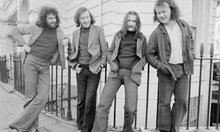 The Irish folk group Planxty in London in January 1973. From left: Andy Irvine, Liam O’Flynn, Dónal Lunny and Christy Moore.Photograph: Michael Putland/Getty