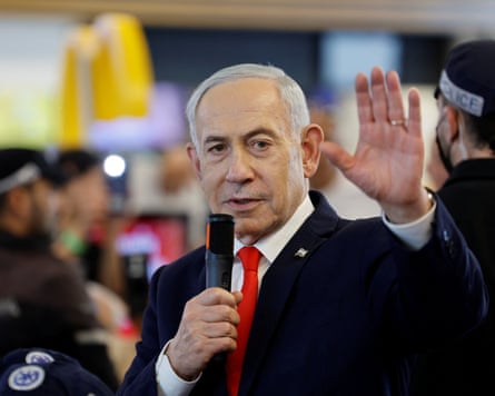 The ICC issued a war crimes arrest warrant for the Israeli prime minister, Benjamin Netanyahu.Photograph: Amir Cohen/Reuters