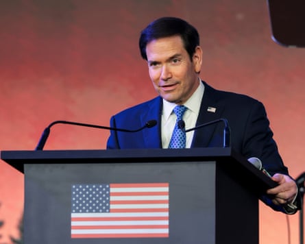 US secretary of state, Marco Rubio: ‘Either the ICC will end its threats, or we will end the ICC.’Photograph: Kylie Cooper/Reuters/AP