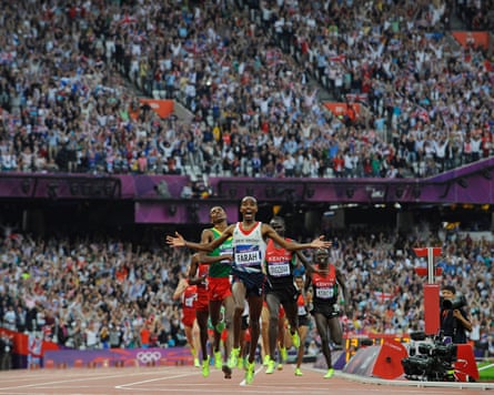 Mo Farah winning the men’s 5000m at the 2012 Olympic Games.Photograph: Tom Jenkins/The Guardian