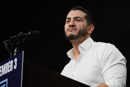 Abdul El-Sayed speaks to supporters during a campaign rally in Detroit on Saturday.Photograph: Paul Sancya/AP