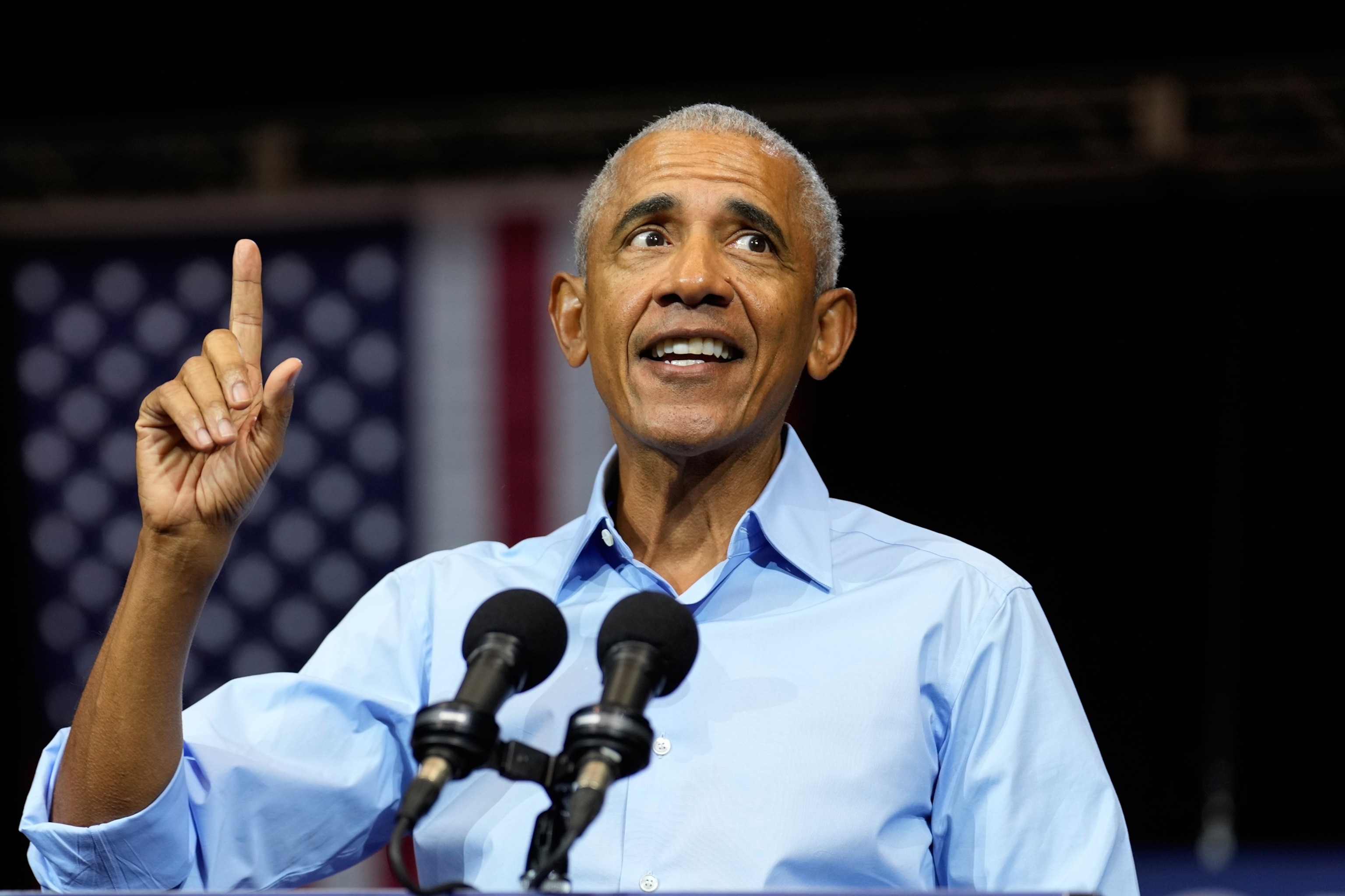 Former President Barack Obama speaks during a campaign rally for Democratic Ohio Senate candidate Sherrod Brown, Saturday, Oct. 24, 2026, in Cleveland.Sue Ogrocki/AP Photo