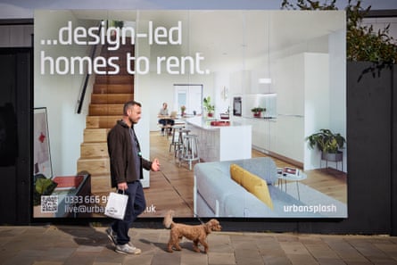 Homes-to-rent adverts in New Islington.Photograph: Mark Waugh/The Guardian