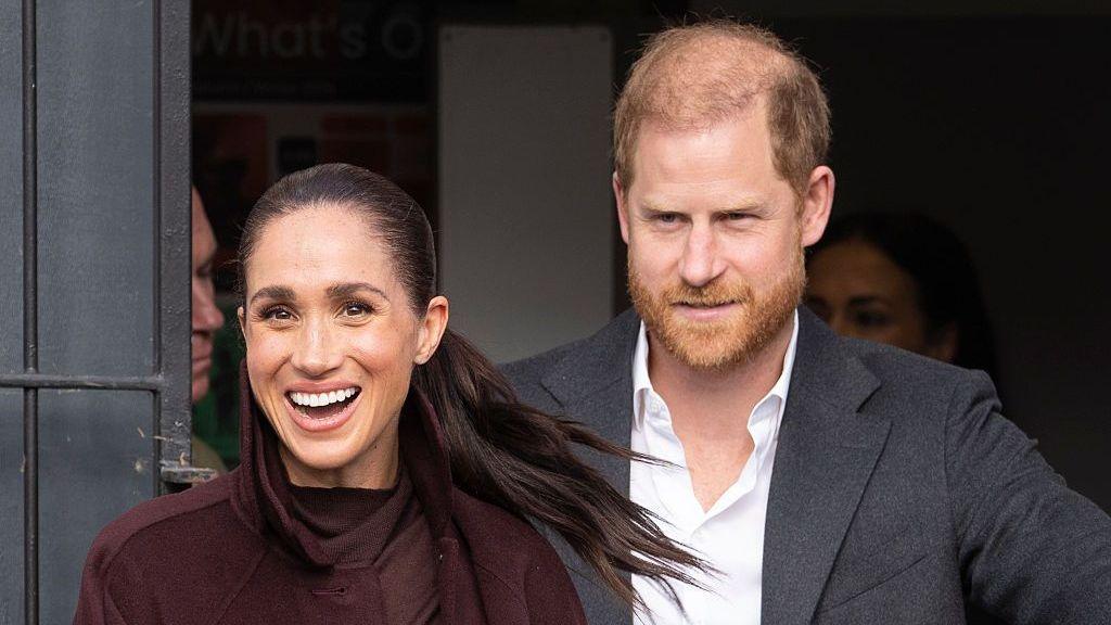 Image caption,Harry and Meghan's return to the UK has received a lot of coverage