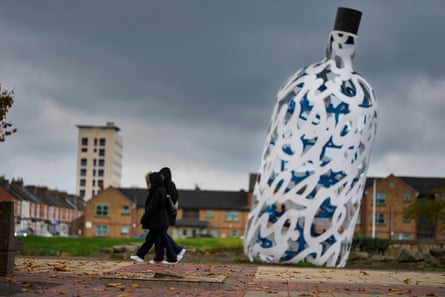 A sculpture in Middlesbrough’s Central Square.Photograph: Christopher Thomond/The Guardian