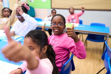 Pupils in a lesson at Newport primary school.Photograph: Christopher Thomond/The Guardian
