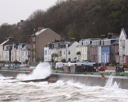 Waves at Gourock in western Scotland on Sunday.Photograph: Jane Barlow/PA
