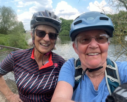 Mary Ann Hooper, right, with a friend on a bike ride on Monday.Photograph: Mary Ann Hooper