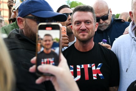 Tommy Robinson at the Southampton protests.Photograph: Finnbarr Webster/Getty Images