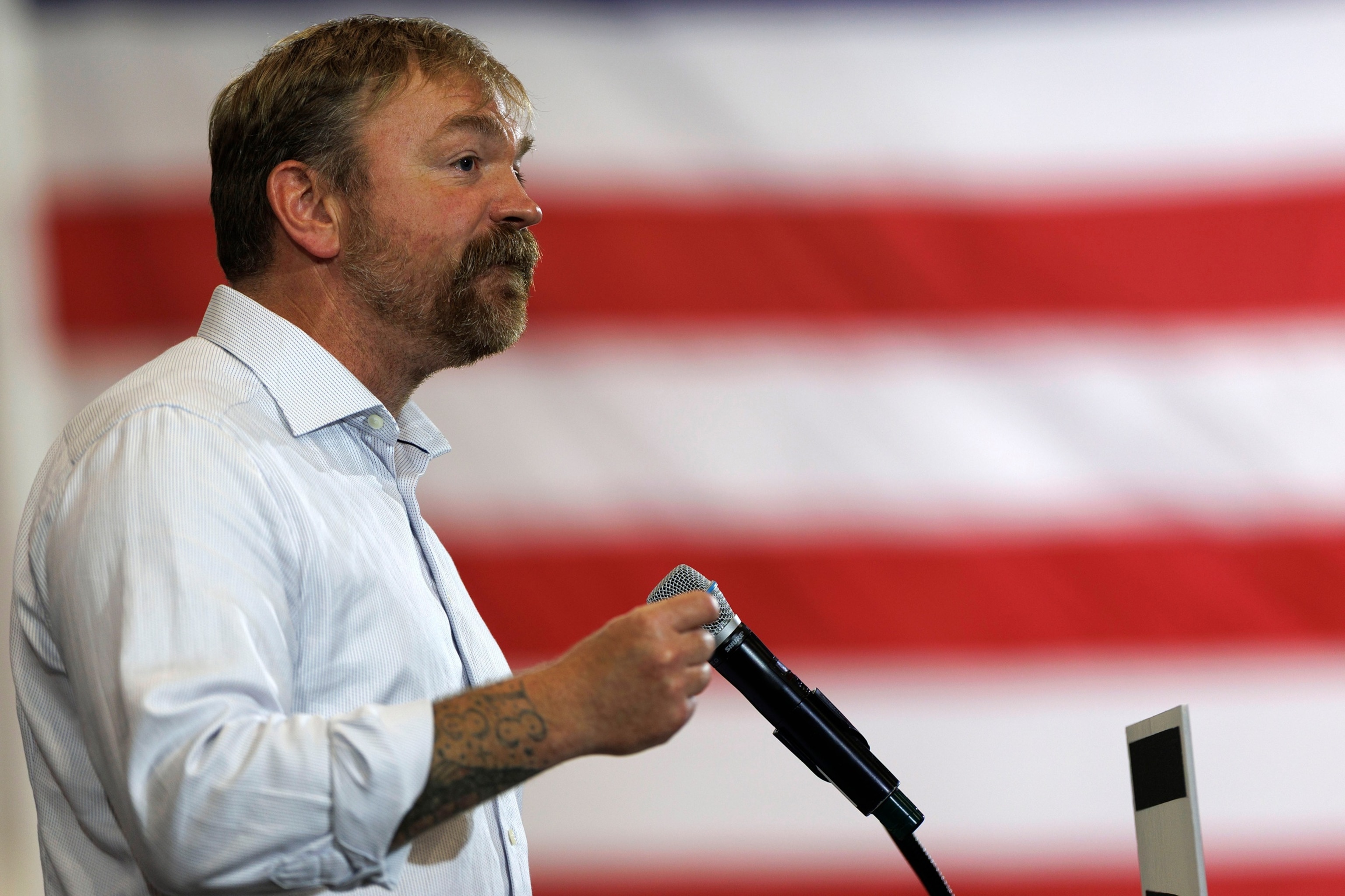 Democratic U.S. Senate candidate Graham Platner speaks at his Primary Election event on June 9, 2026, in Blue Hill, Maine.CJ Gunther/Getty Images, FILE