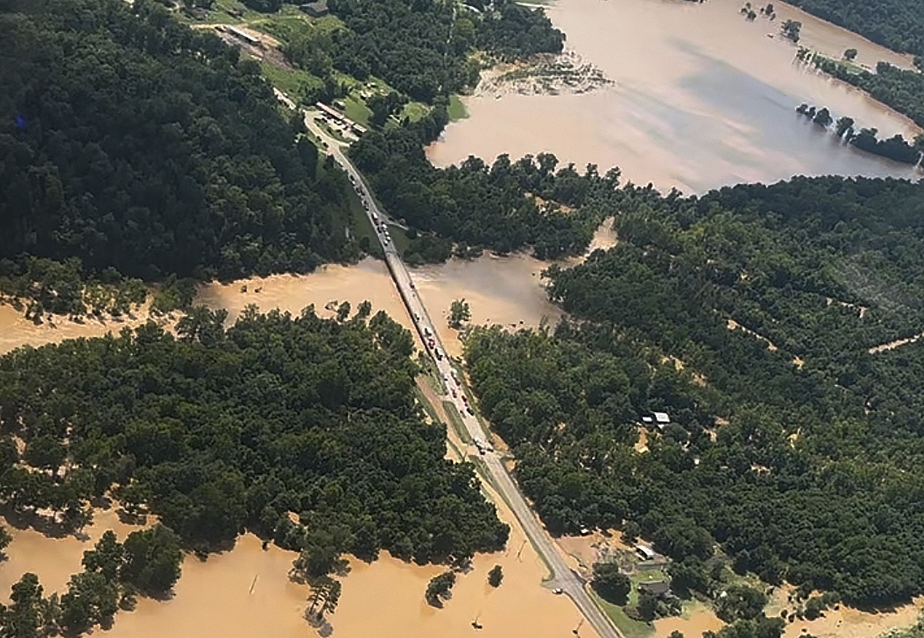 Floodwaters of the Black River are seen in Lesterville, Missouri, July 10, 2026.Joe Holt and Marissa Holt/Facebook