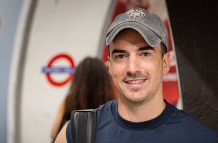 Craig has to travel in gym clothes and change into his work clothes at the office because of the heat on the tube.Photograph: Linda Nylind/The Guardian