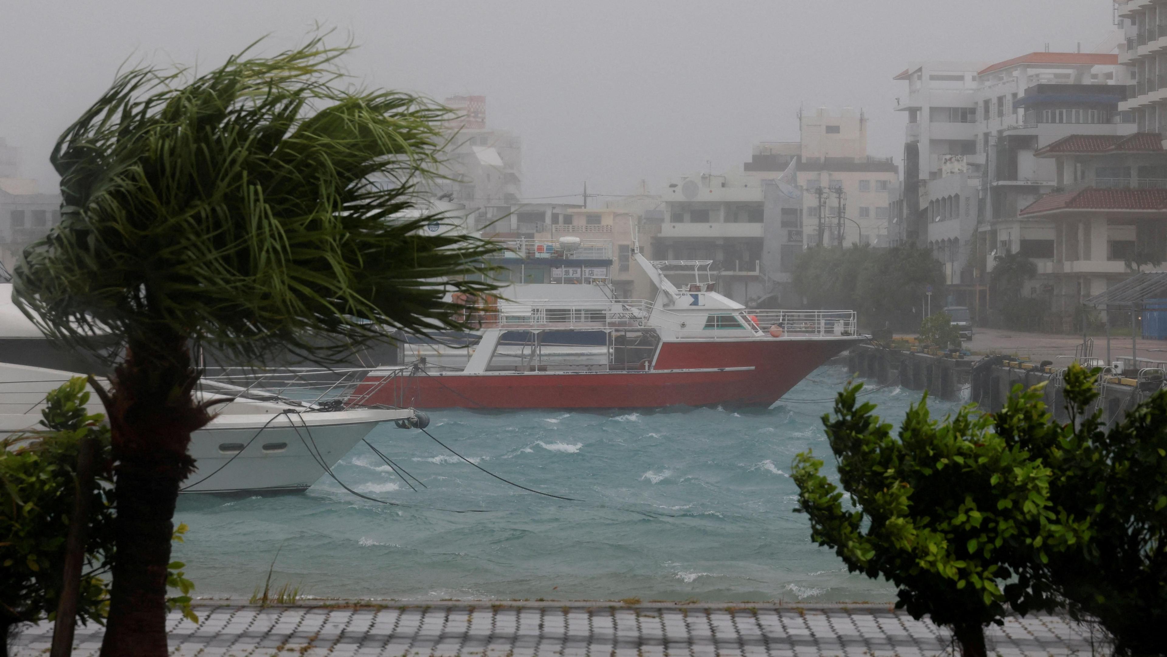 Image caption,Japanese islands like Ishigaki have borne the brunt of Typhoon Bavi as it powers through the Pacific