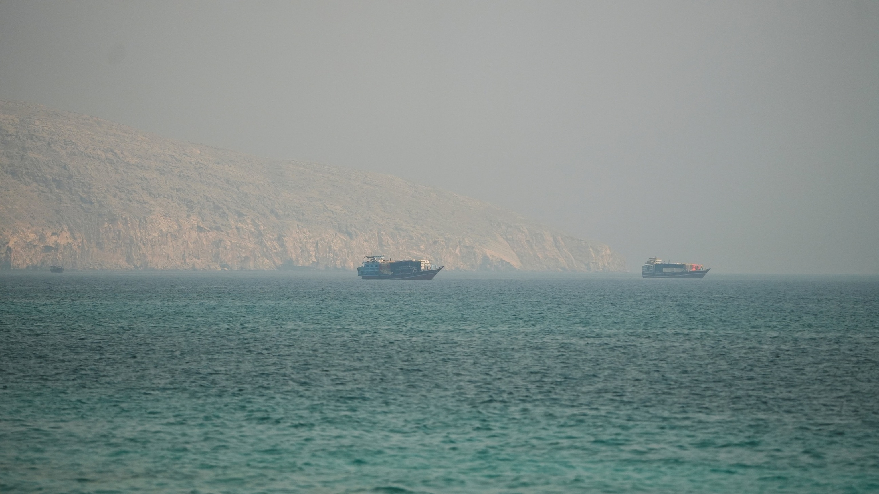 FILE PHOTO: Vessels at the Strait of Hormuz, as seen from Musandam, Oman, July 9, 2026.Stringer/Reuters