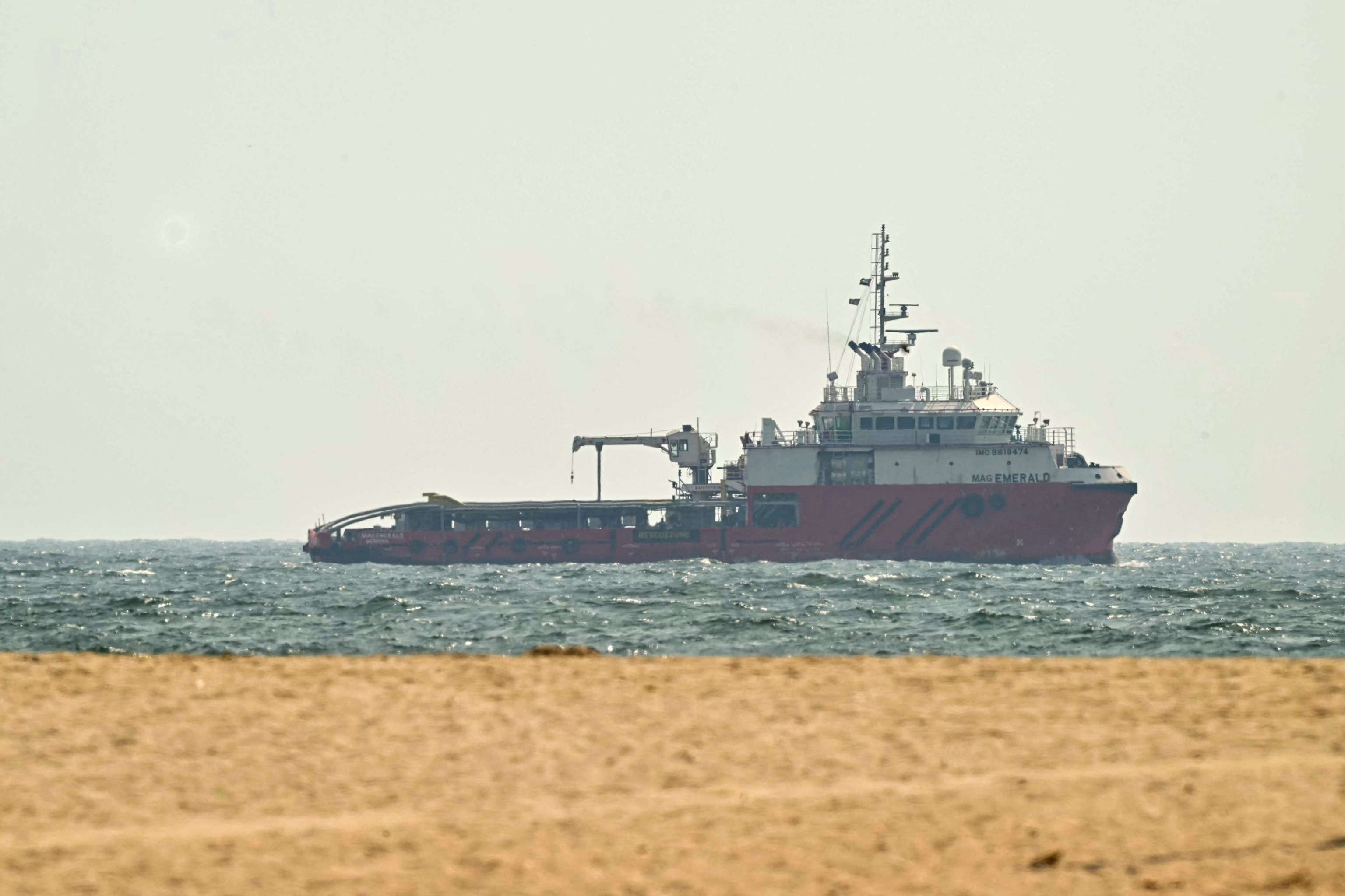 A ship sails off the coast of Ajman, U.A.E., on July 10, 2026.AFP via Getty Images