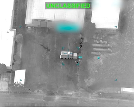 A screen grab taken from a handout video released US Central Command of what it said were strikes on Iranian military targets.Photograph: Reuters