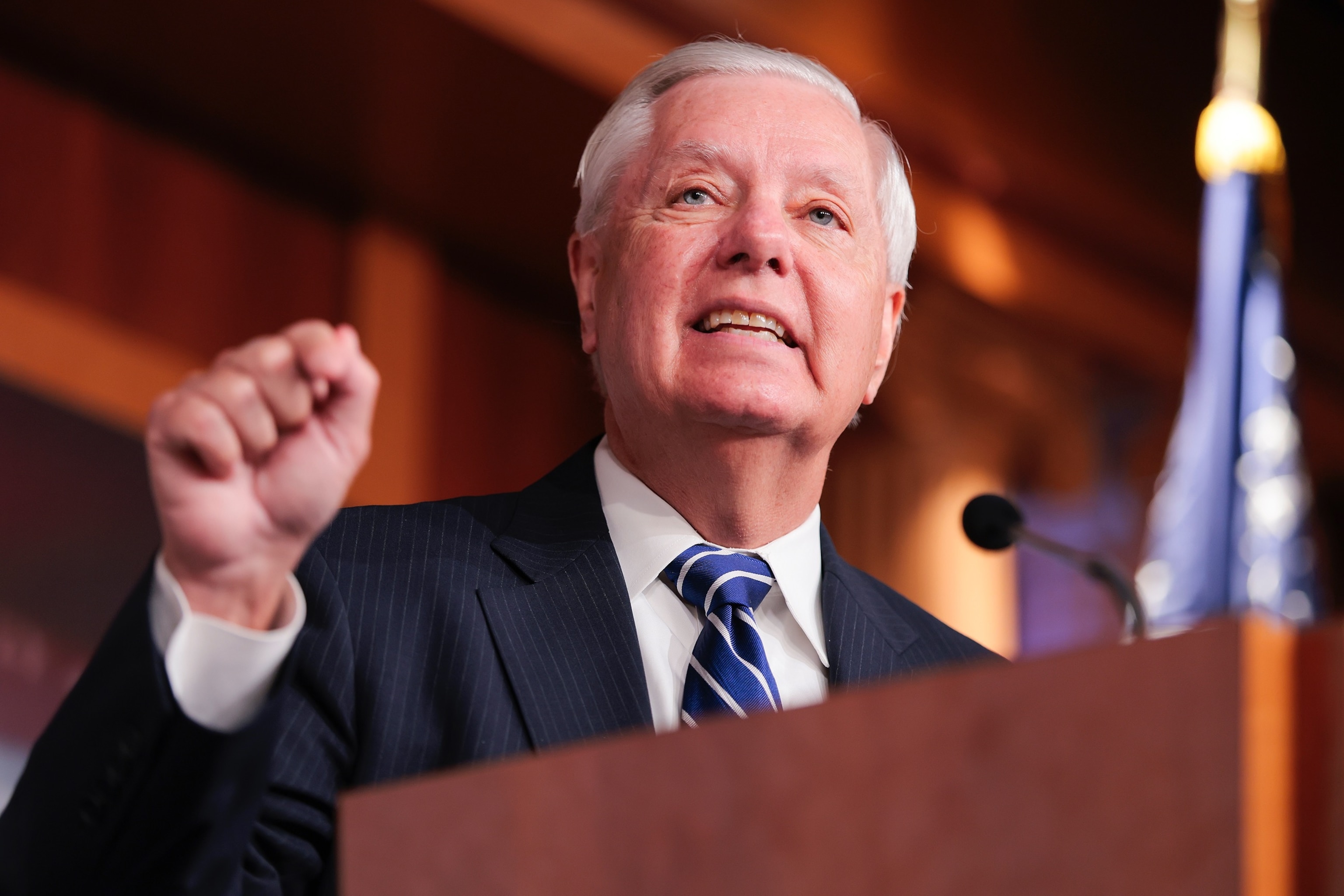Sen. Lindsey Graham speaks during a press conference at the U.S. Capitol, April 27, 2026, in Washington.Heather Diehl/Getty Images