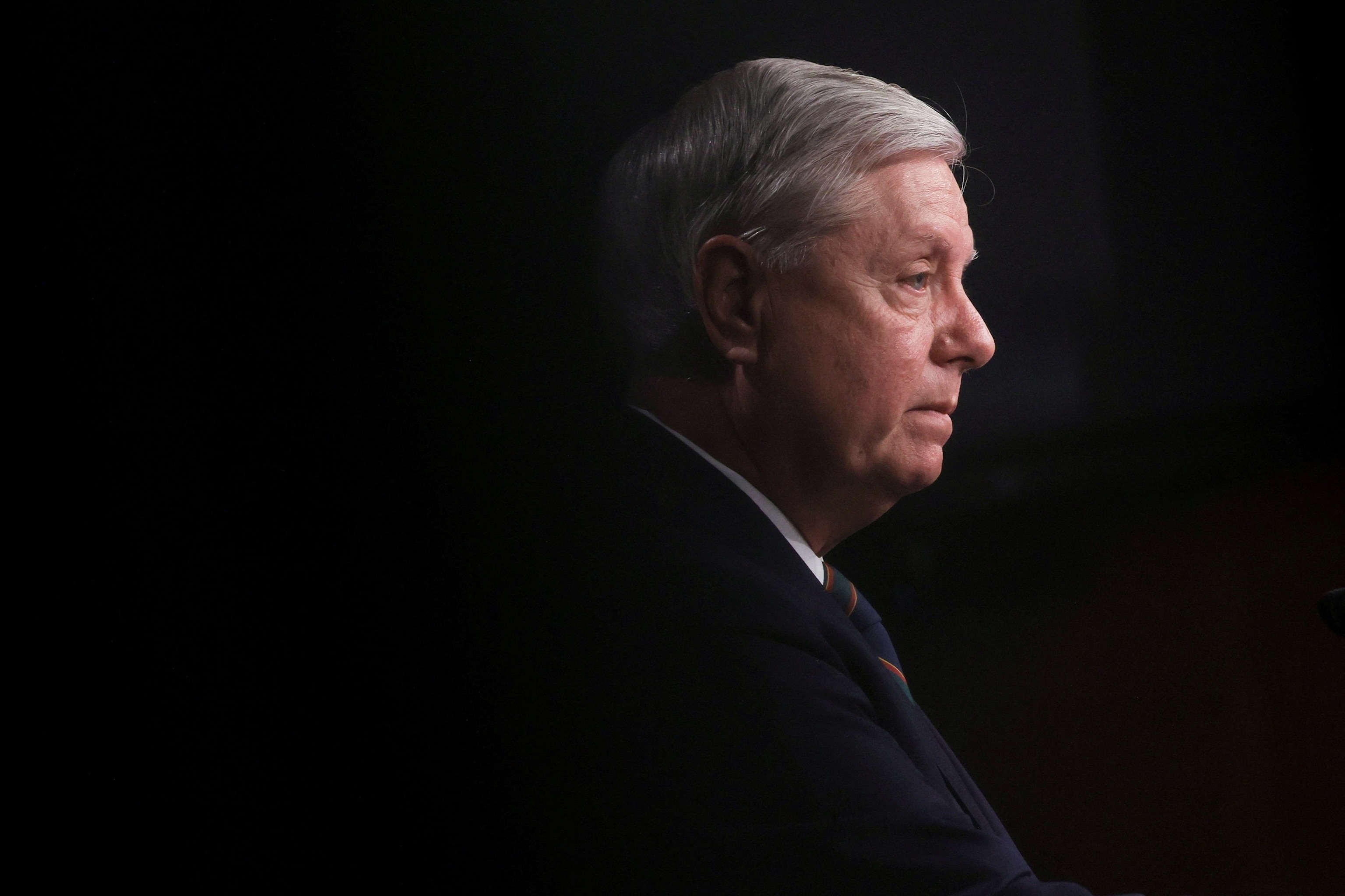 Sen. Lindsey Graham attends a news conference a day after supporters of President Donald Trump occupied the Capitol building, in Washington, Jan. 7, 2021.Jonathan Ernst/Reuters