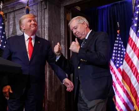 Lindsey Graham speaks at a press conference in Tel Aviv in August 2025.Photograph: Amir Levy/Getty Images