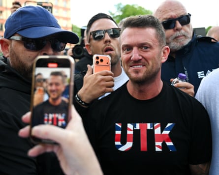 Tommy Robinson, the far-right activist whose real name is Stephen Yaxley-Lennon.Photograph: Finnbarr Webster/Getty Images