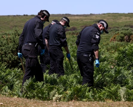 Police search land near Ann Widdecombe’s home on Saturday.Photograph: Jack Taylor/Reuters