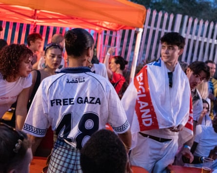 Sophie Whilby wears her Free Gaza top.Photograph: Andy Hall/The Guardian