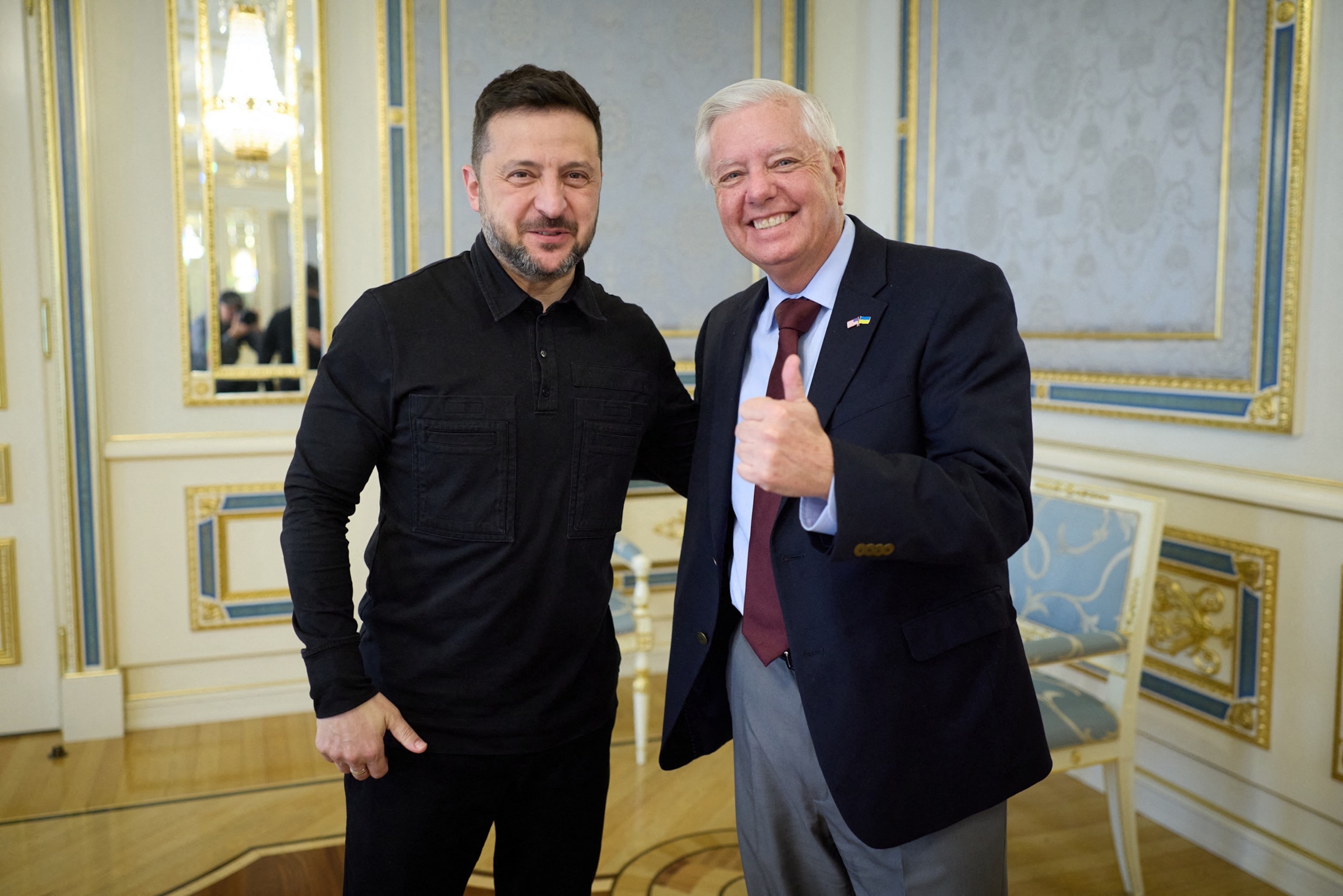 Ukrainian's President Volodymyr Zelensky meets with Sen. Lindsey Graham in Kyiv, July 10, 2026.Ukrainian Presidential Press Service via AFP via Getty Images
