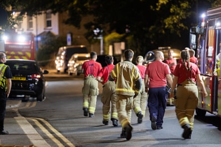 Crews from Tottenham, Bethnal Green, Walthamstow, Chingford and surrounding fire stations came out to help handle the blaze.Photograph: Graeme Robertson/The Guardian
