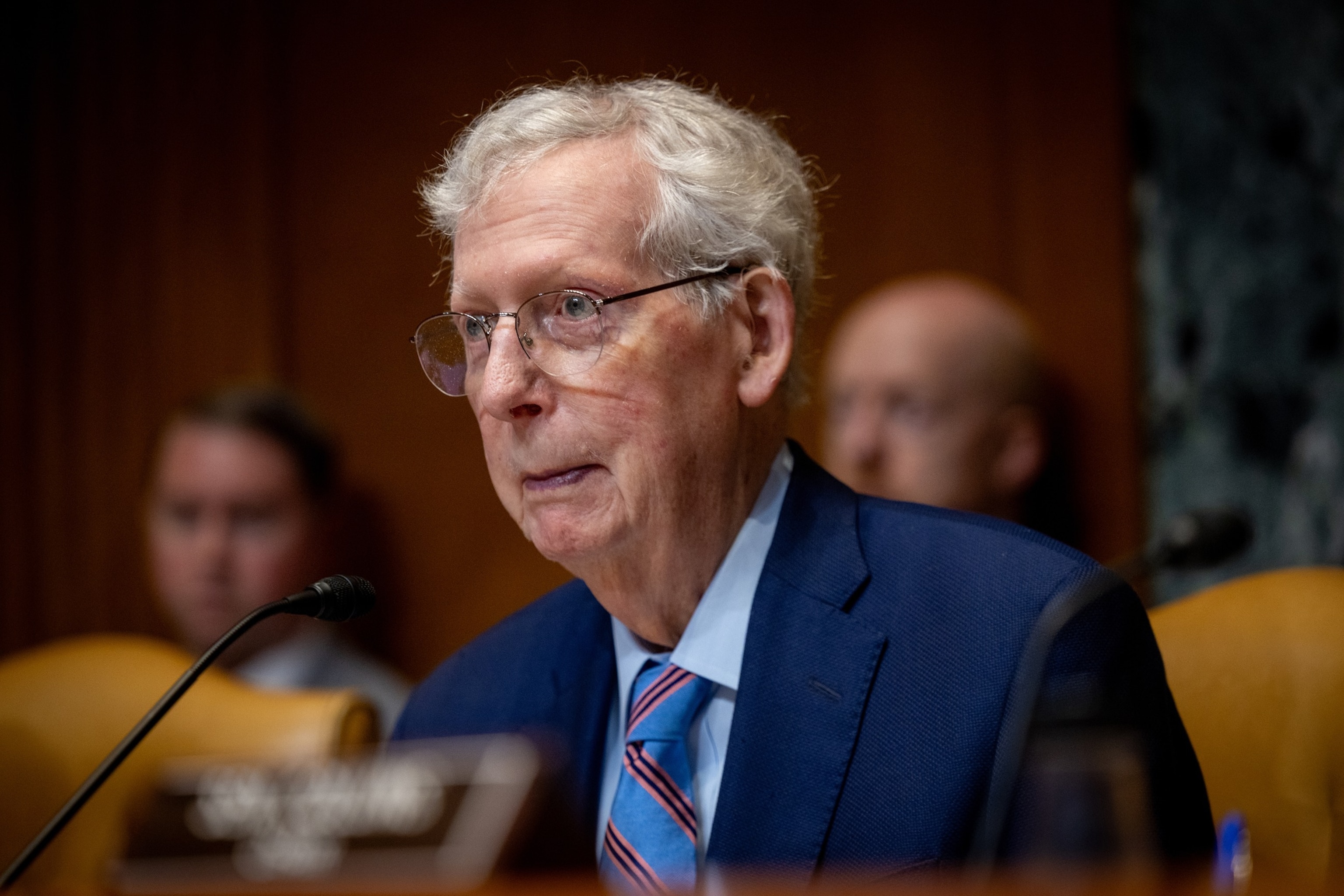 Senator Mitch McConnell is seen during a Senate Committee on Appropriations, Subcommittee on Department of Defense budget hearing at the Dirksen Senate Office Building in Washington, DC on May 19, 2026.Nathan Posner/Anadolu via Getty Images