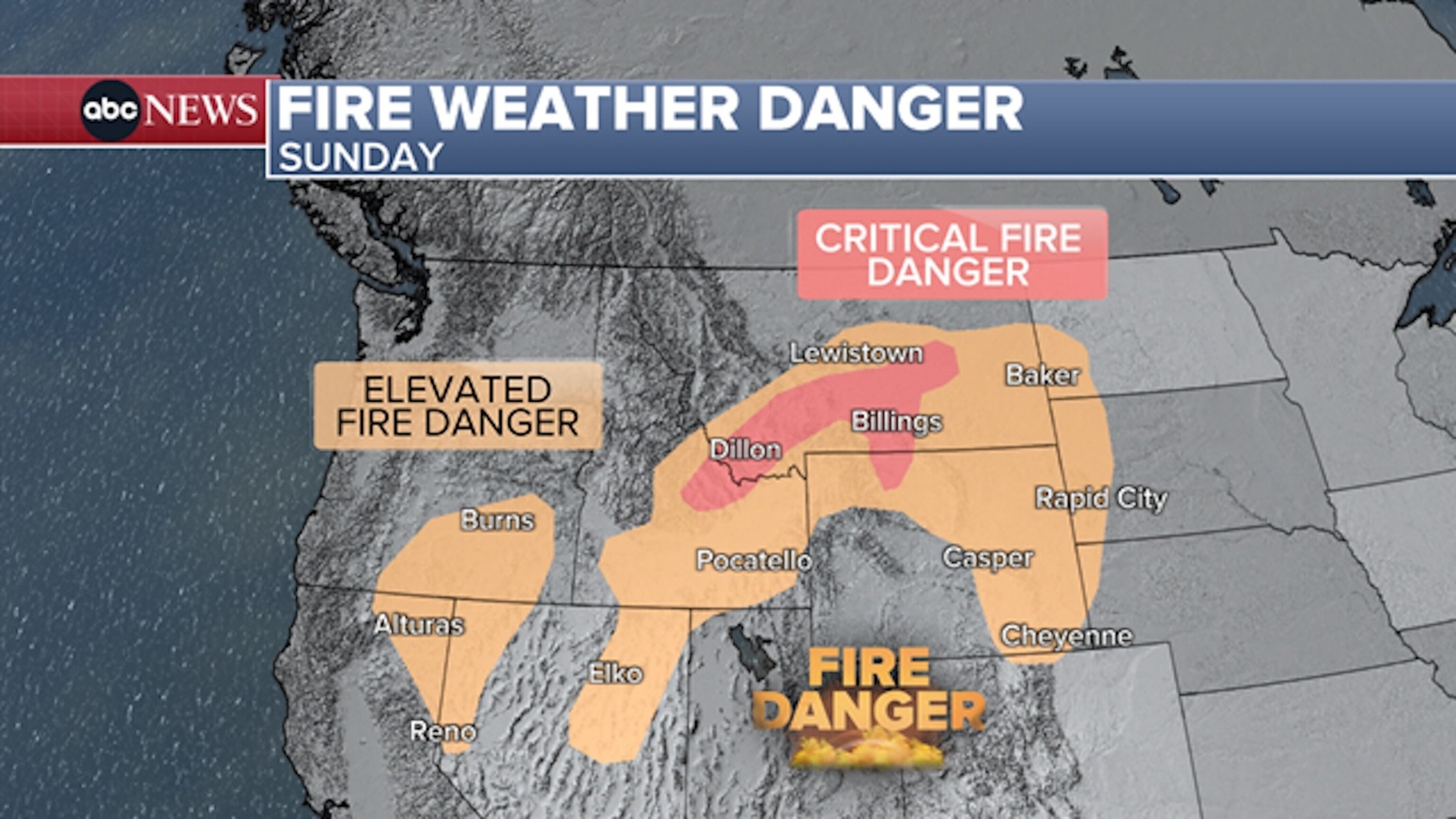 Fire weather danger in the Northeast on Sunday, July 12, 2026.ABC News