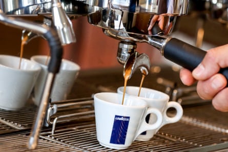 The price of a takeaway flat white from Lavazza’s main cafe in London has increased from £4 to £4.40, and from £5.50 to £6.50 to drink it in.Photograph: Bloomberg/Getty Images