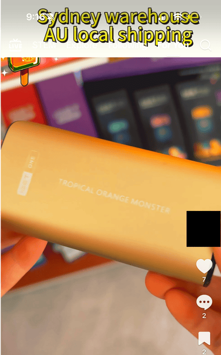 A TikTok video shows vapes for sale.Photograph: TikTok