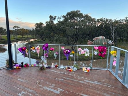 Floral tributes for Layla Jeffrey in Donald. Over the weekend, local sports teams wore touches of pink to honour the school girl.Photograph: Supplied