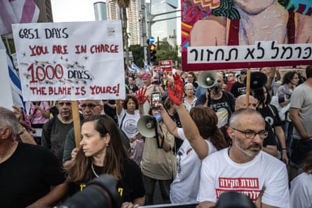 Protesters gathered in Tel Aviv this month to demand a full investigation into the events leading up to the 7 October attacks by Hamas.Photograph: Anadolu/Getty Images