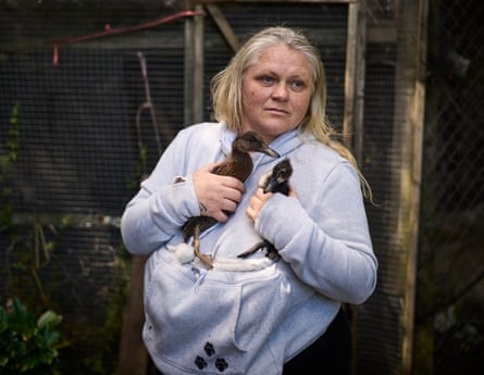 Resident Sam Hammond’s duck eggs were found to be heavily contaminated with Pfoa.Photograph: Christopher Thomond/The Guardian