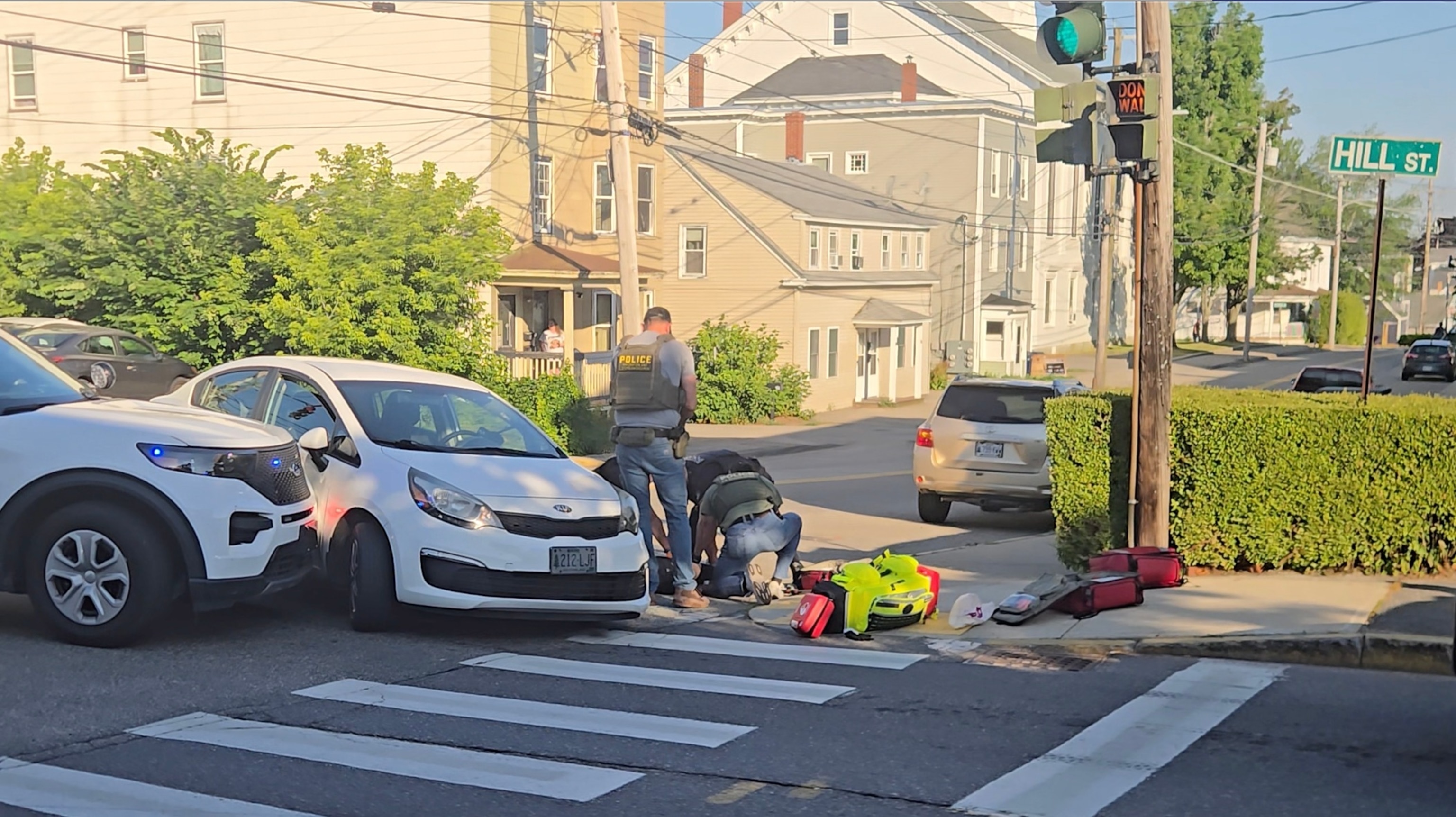 Law enforcement respond to a shooting on Pool Street in Biddeford, Maine, July 13, 2026.Obtained by ABC News