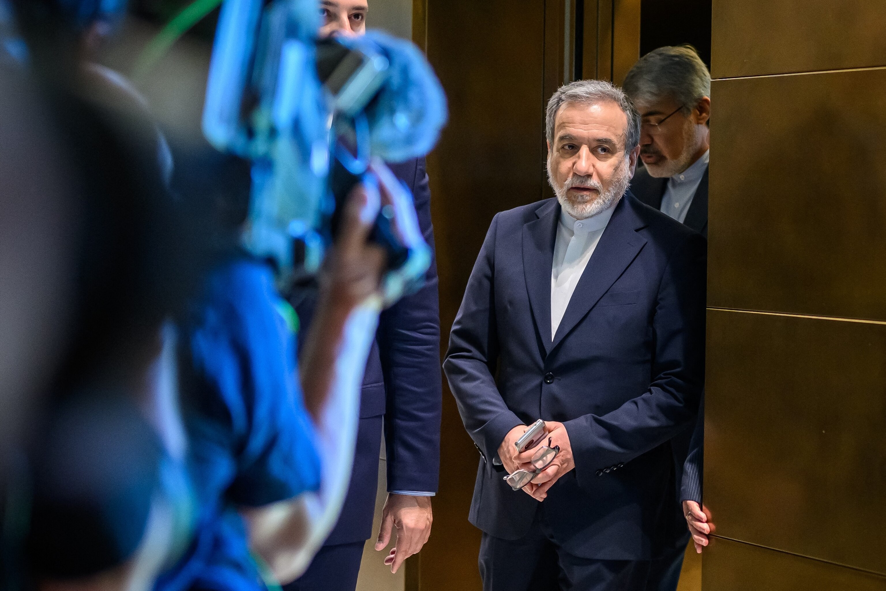 Iran's Foreign Minister Abbas Araghchi arrives for a bilateral meeting with Switzerland's counterpart at the Burgenstock luxury hotel complex overlooking Lake Lucerne, Switzerland, June 21, 2026, ahead of high-level talks aimed at advancing a deal to end the Middle East conflict.Fabrice Coffrini/POOL/AFP via Getty Images