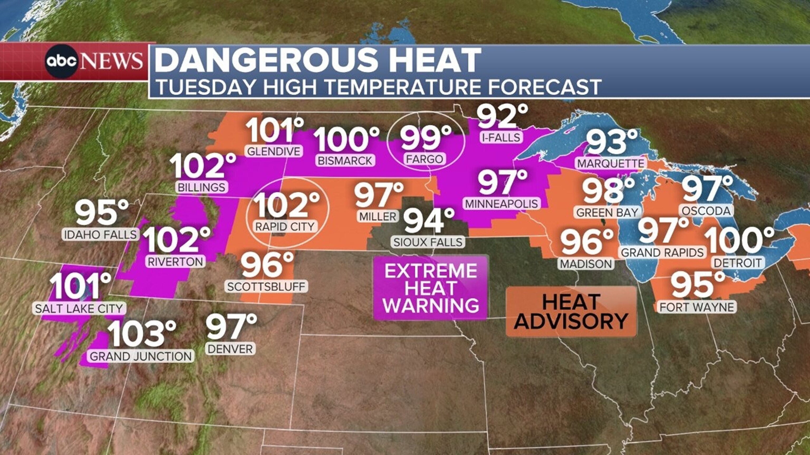An ABC News graphic shows the forecast on Tuesday, April 14, 2026.ABC News