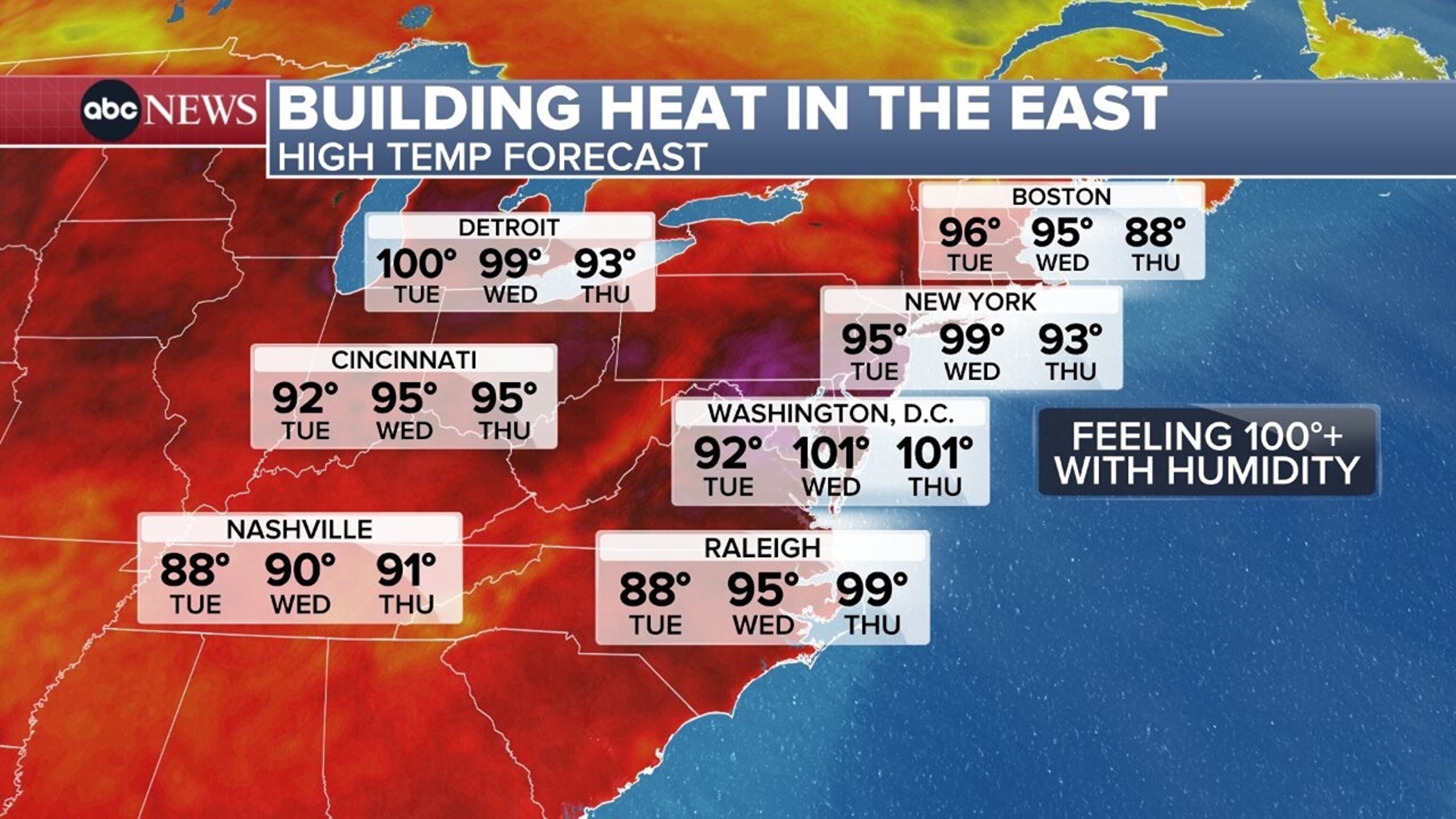 An ABC News graphic shows the forecast on Tuesday, April 14, 2026.ABC News