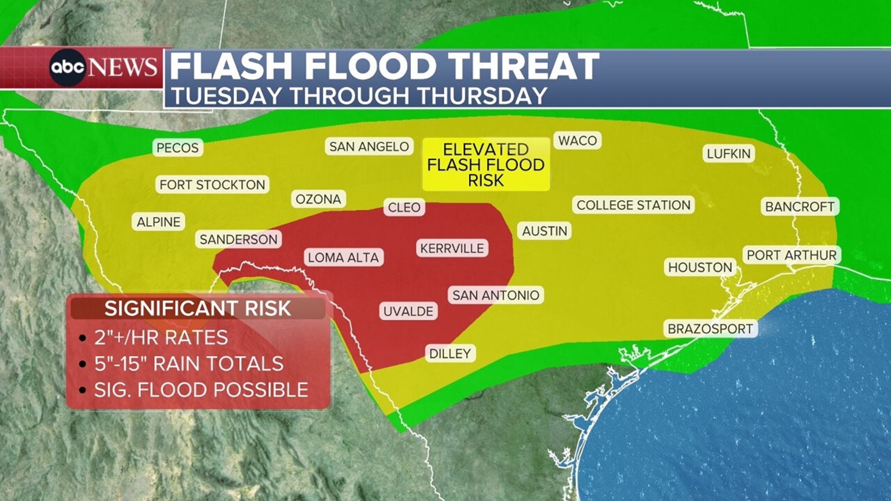An ABC News graphic shows the forecast on Tuesday, April 14, 2026.ABC News