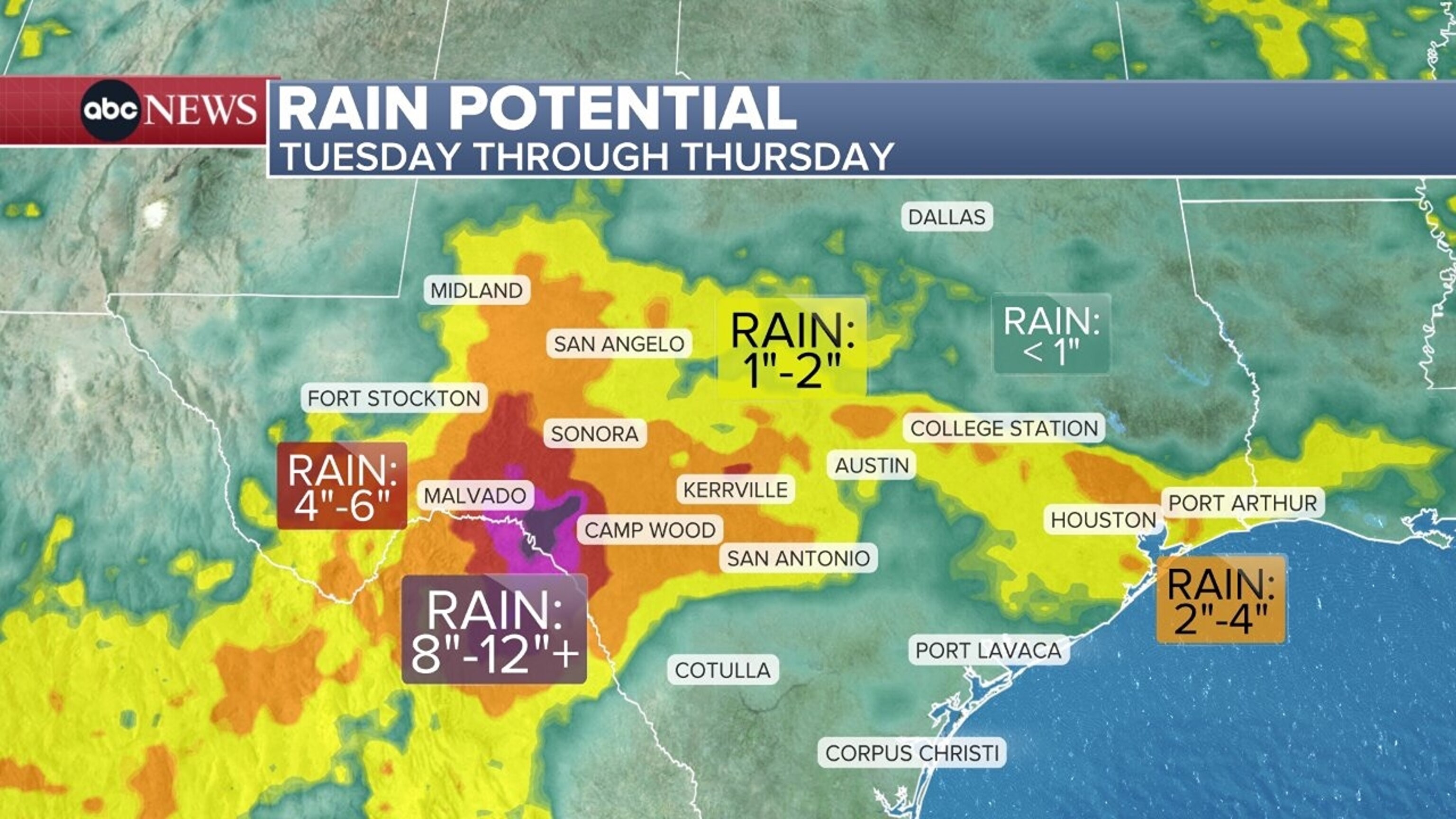 An ABC News graphic shows the forecast on Tuesday, April 14, 2026.ABC News