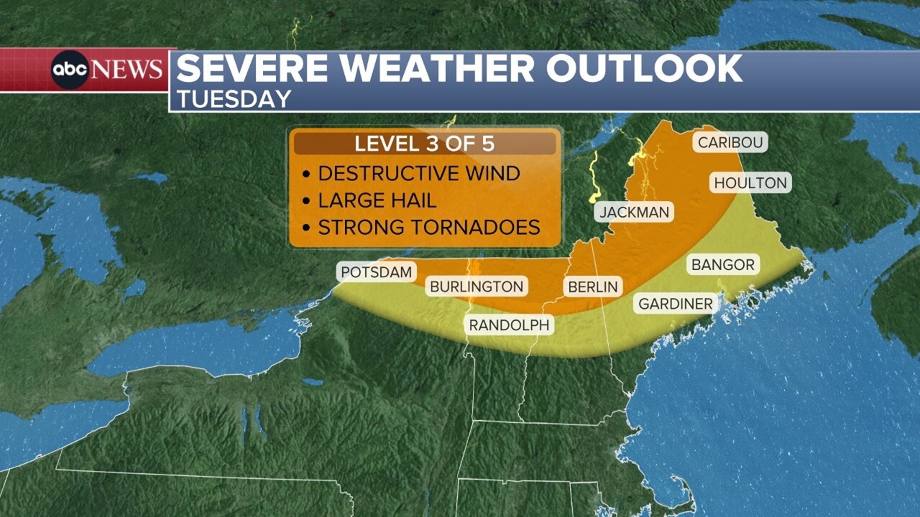 An ABC News graphic shows the forecast on Tuesday, April 14, 2026.ABC News