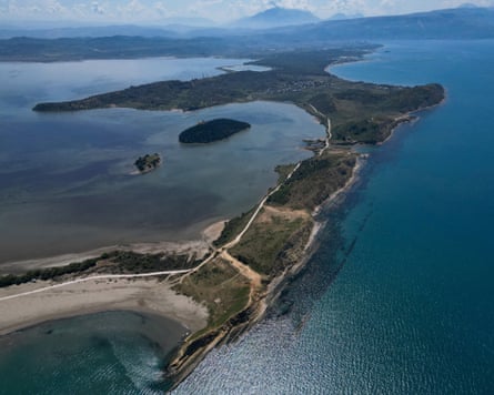 A bay at the Vjosa-Narta protected area, where a luxury resort is planned by a company linked to Donald Trump’s son-in-law, Jared Kushner, in Zvërnec.Photograph: Florion Goga/Reuters