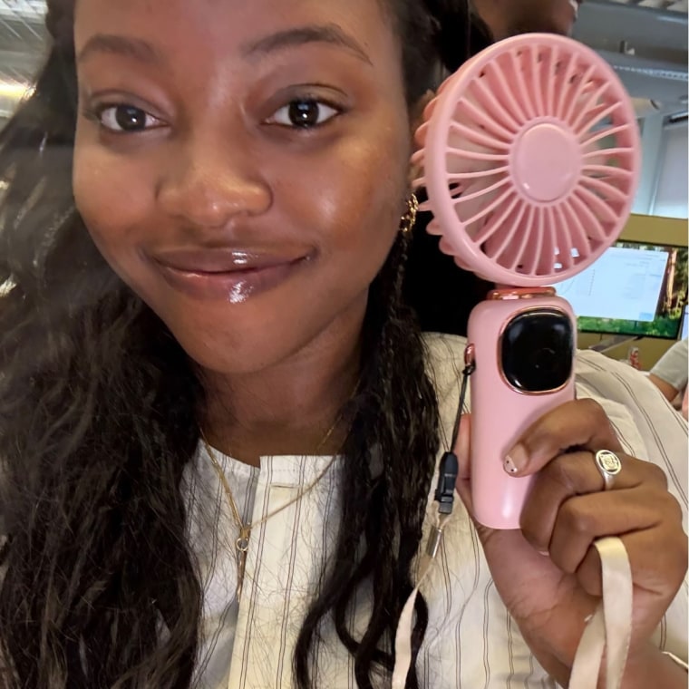 Alabi loves using her handheld fan from Coldsky because it has a screen showing the battery life.Courtesy Jem Alabi