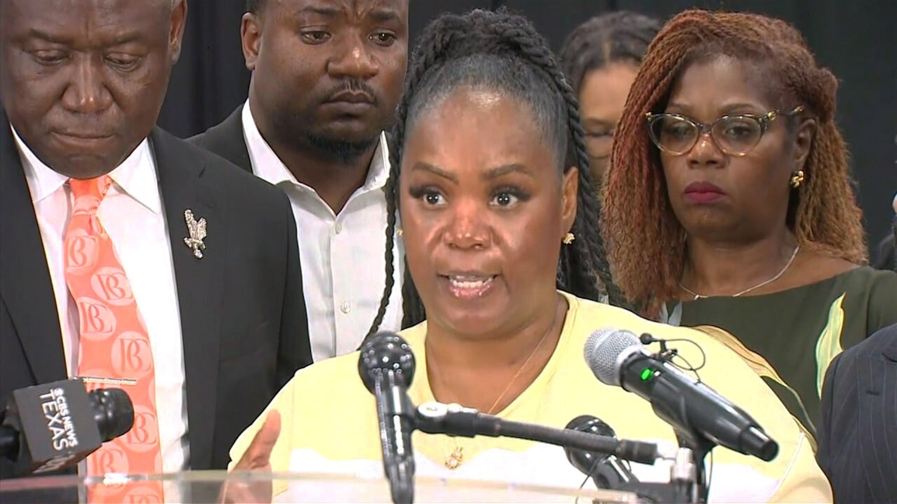 Tameka Irvin speaks at a press conference on July 14, 2026.WFAA
