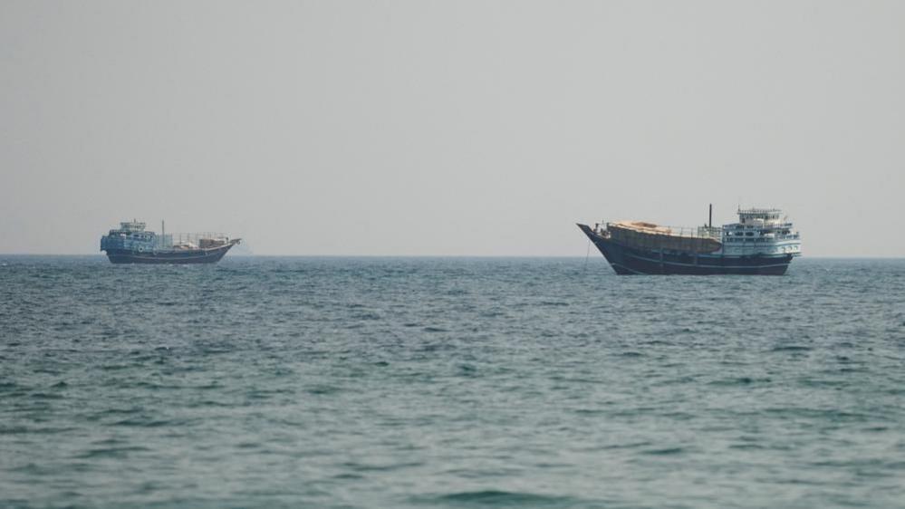 Image caption,Shipping data shows traffic through the Strait has slowed dramatically