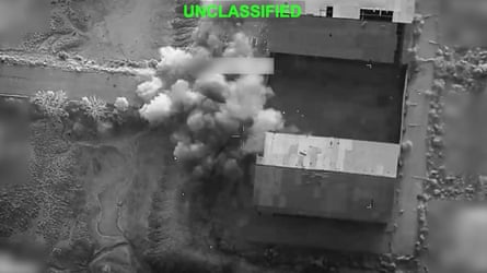A screen grab from a video released by US Central Command on 13 July showing what it says was a strike in Iran.Photograph: US Central Command/AFP/Getty Images