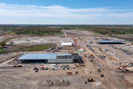 Many residents opposed Related Companies’ development of a $16bn datacenter in Saline, Michigan, on 6 May 2026, worried about the project’s use of farmland and impact on water and electricity.Photograph: UCG/Universal Images Group/Getty Images